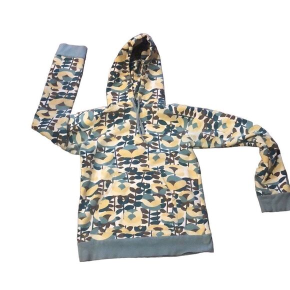 Retro Roxy pull over hoody with pocket mid mod flower print girls sweatshirt - Picture 1 of 10